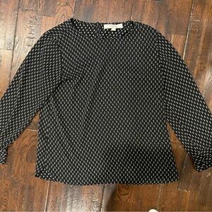 LOFT Black and White 3/4 Sleeve Boxy Blouse
